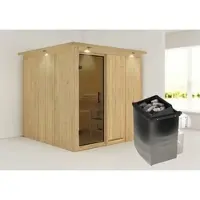 Karibu Sauna »Valga«, inkl. 9 kW Saunaofen mit integrierter Steuerung, für 4 Personen - beige