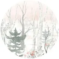 Wallart K&L Wall Art Vliestapete »Runde Vliestapete«, Kvilis Winter Wald Aquarell, mehrfarbig, matt - bunt