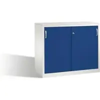 C+P Akten-Sideboard Acurado mit Schiebetüren, 2 Ordnerhöhen, H1000xB1200xT500mm Front Enzianblau Korpus Lichtgrau
