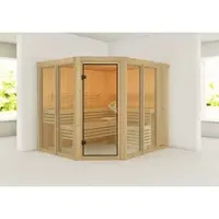 Karibu Sauna »Aamse 3«, BxHxT:231 x 198 x 196 cm, ohne Dachkranz - beige
