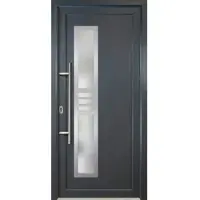 KM Meeth Aluminium-Haustür »Signum Alu«, satiniertes Glas, titan, nach Innen öffnend, ohne Türgriff - grau