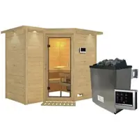 Karibu Sauna »Riga 2«, inkl. 9 kW Saunaofen mit externer Steuerung, für 4 Personen - beige