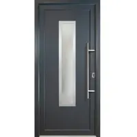 KM Meeth Aluminium-Haustür »Signum Alu«, satiniertes Glas, titanfarben, nach Innen öffnend, ohne Türgriff - grau