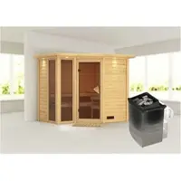 Karibu Sauna »Kunda«, inkl. 9 kW Saunaofen mit integrierter Steuerung, für 4 Personen - beige