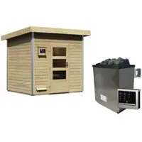 Karibu Saunahaus »Segewold«, BxTxH: 231 x 196 x 238 cm, 9 kW Ofen mit ext. Steuerung - beige