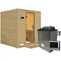 Karibu Sauna »Sindi«, inkl. 9 kW Saunaofen mit externer Steuerung, für 4 Personen - beige