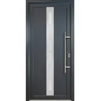 KM Meeth Aluminium-Haustür »Signum Alu«, satiniertes Glas, titan, nach Innen öffnend, ohne Türgriff - grau