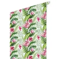 Wallart K&L Wall Art Vliestapete »Kinder Vliestapete«, Mädchen Pinker Flamingo, mehrfarbig, matt - bunt