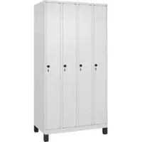 C+P Spind Classic PLUS, Füße, 4 Abteile, 1950x1000x500mm, 9016/9016 Verschluss Sicherheits-Drehriegel 3 Garderobenhaken