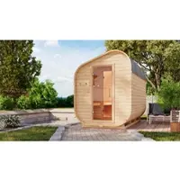 Karibu Fasssauna »Vagula«, BxTxH: 225 x 175 x 229 cm, 9 kW Ofen mit externe Steuerung, für 3 Personen - braun