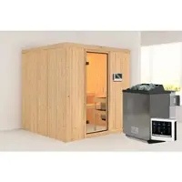 Karibu Sauna »Kabli«, BxTxH: x 196 x 178 x 198 cm, 9 kW Ofen, für 4 Personen - braun