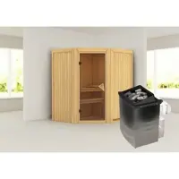Karibu Sauna »Narva«, inkl. 9 kW Saunaofen mit integrierter Steuerung, für 3 Personen - beige