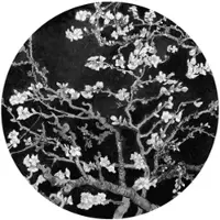 Wallart K&L Wall Art Vliestapete »Runde Vliestapete«, van Gogh Mandelblüte schwarz, mehrfarbig, matt - bunt
