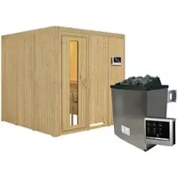 Karibu Sauna »Valga«, inkl. 9 kW Saunaofen mit externer Steuerung, für 4 Personen - beige