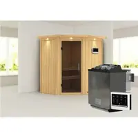Karibu Sauna »Narva«, inkl. 9 kW Bio-Kombi-Saunaofen mit externer Steuerung, für 3 Personen - beige