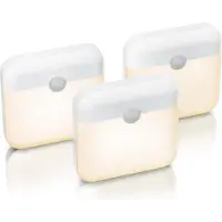 Bearware Brandson 3x LED Nachtlicht, Schranklicht mit Bewegungsmelder, 3er Set, Akku, Lichtsensor, Dauerlicht, Auto-Modus, Warmweiß, Kaltweiß, USB-C, Timer, Magnet