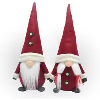 Lemodo 2er Set Wichtel 50 cm hoch, Weihnachtswichtel Duo in weihnachtlichem Rot