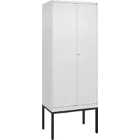 C+P Schwarz-Weiß-Spind Classic PLUS, Gestell, 2 Abteile, 2120x800x500mm, 9016/90 Front RAL 9016 Verkehrsweiß Verschluss Zylinderschloss