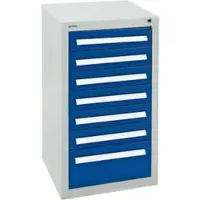 Stumpf Schubladenschrank Serie T-100/35-1, 7 Schubladen enzianblau (6x100, 1x200mm)