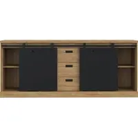 Forte Sideboard "Kaszimiro", schwarz (waterford eiche, schwarz), B:213,4cm H:88,2cm T:52cm, Holzwerkstoff, Sideboards, Sideboard