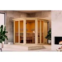 Karibu Sauna »Riisa«, BxTxH: 210 x 210 x 202 cm, 9 kW Ofen mit interne Steuerung , für 4 Personen - beige