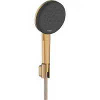 Hansgrohe Raindance Alive Select S Brausehalterset 125, 3-jet EcoSmart mit Designflex Textilbrauseschlauch 160cm, 24611140, Farbe: Brushed Bronze