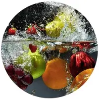 Wallart K&L Wall Art Vliestapete »Runde Vliestapete«, frisches Obst gesunde Küche, mehrfarbig, matt - bunt