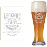 Luxentu Bierglas "Weizenbierglas mit Gravur Legende seit 40 Jahren 0,5 l transparent"