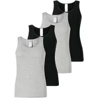 Schiesser Damen Tops, 4er Pack - 4Pack Trägertops, Unterhemd, Stretch Cotton, uni