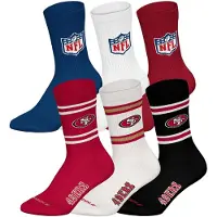 NFL Kurzsocken "Socken 6Pack Crew Socks 6er Pack", Damen, Gr. 39-42, N-Gr, bunt (san francisco 49ers 2, mix), Obermaterial: 58% Baumwolle CO. 39% Polyester PES. 3% Elasthan EL., Socken Kurzsocken