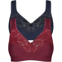 Susa Soft-BH "2er Pack BH ohne Bügel", Damen, Gr. 100, Cup E, bunt (rubyrot twilight), Obermaterial: 76% Baumwolle CO. 18% Polyamid PA. 6% Elasthan EL., BHs Soft-BH