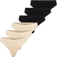 ONLY String "String ONLCHLOE LACE THONG 6P 6er Pack", Damen, Gr. XS-S, bunt (schwarz, beige), Obermaterial: 94% Polyamid PA. 6% Elasthan EL., Unterhosen String