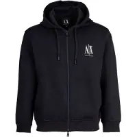 Armani Exchange für Herren. XM000371AF10818UB101 Kapuzensweatshirt mit durchgehendem Reißverschluss aus marineblauem laminiertem Baumwol