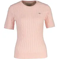 Gant T-Shirt "T-Shirt STRETCH COTTON CABLE C-NECK 1er Pack", Damen, Gr. M, pink (rosa), Obermaterial: 88% Baumwolle CO. 10% Polyamid PA. 2% Elasthan EL., Shirts T-Shirt