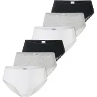 Schiesser Slip "Slip 6er Pack", Damen, Gr. L, bunt (schwarz, grau, weiß), Obermaterial: 95% Baumwolle CO. 5% Elasthan EL., Unterhosen Slip