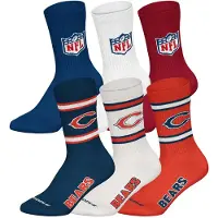 NFL Unisex Socken, 6er Pack - Teams, 6Pack Crew Socks, Football, Logo, Baumwollmischung