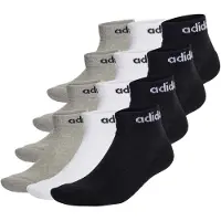 Adidas Unisex Quarter Socken, 12er Pack - Linear Cushioned Ankle, Logo, gepolstert, einfarbig