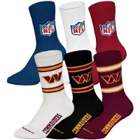 NFL Kurzsocken "Socken 6Pack Crew Socks 6er Pack", Damen, Gr. 43-46, bunt (washington commanders, mix), Obermaterial: 58% Baumwolle CO. 39% Polyester PES. 3% Elasthan EL., Socken Kurzsocken