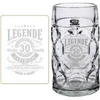 Luxentu Bierkrug "Maßkrug mit Gravur Legende seit 30 Jahren 1,0 Liter transparent"