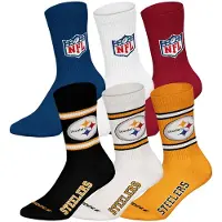 NFL Unisex Socken, 6er Pack - Teams, 6Pack Crew Socks, Football, Logo, Baumwollmischung