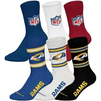 NFL Unisex Socken, 6er Pack - Teams, 6Pack Crew Socks, Football, Logo, Baumwollmischung