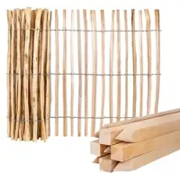 Voss.garden Set: 5m x 120cm Staketenzaun, 3–4 cm Lattenabstand, mit 9 Buchenpfählen 150cm, Haselnuss,