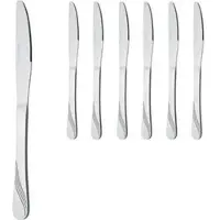Gräwe Tafelmesser Stralsund, Wellenschliff, 21 cm, Edelstahl 18/0, silber poliert, 6 Stück