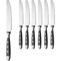 Gräwe Tafelmesser Nürnberg, geschmiedet, Wellenschliff, 21 cm, Edelstahl 18/0, mit schwarzen Kunststoffgriffen, 6 Stück