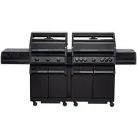 Grillfürst Gasgrill Independence P830E, schwarz, 8 Brenner, Edelstahl, mit Thermometer und Ablagen, 23,2 KW