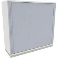 Fm Büromöbel Rollladenschrank Fastline, aus Holz, abschließbar, 120 x 113,3 x 44,2cm (B/H/T), silber / weiß