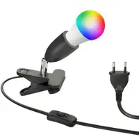 Ledscom.de E27 Klemmleuchte LIK, schwarz inkl. Smart Home RGBW LED Lampe, 8,89W, 892lm