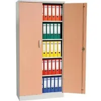 Gürkan Stahlschrank mit Flügeltüren in Holzoptik 92 x 195 cm Korpus weiß weiß, 92x195x42 cm