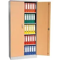 Gürkan G-Office Aktenschrank FLC/WD.19, aus Metall / Holz, abschließbar, 92 x 195 x 42 cm (B/HT), buche / silber