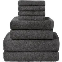 NatureMark Handtuch Frottier Set, anthrazit, 2 Hand-, 2 Dusch- & 4 Gästetücher, 100% Baumwolle, 400 g/m2